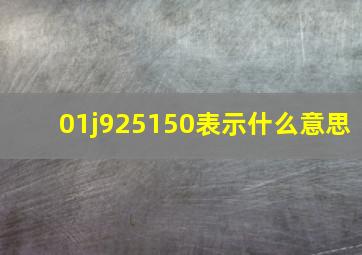 01j925150表示什么意思