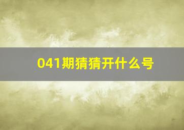 041期猜猜开什么号