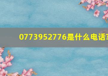 0773952776是什么电话?