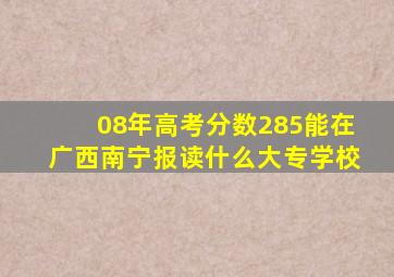 08年高考分数285能在广西南宁报读什么大专学校