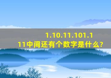 1.10.11.101.111中间还有个数字是什么?