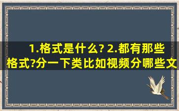 1.格式是什么? 2.都有那些格式?(分一下类,比如视频分哪些,文本分哪些,...