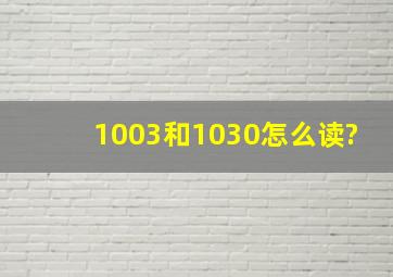 1003和1030怎么读?