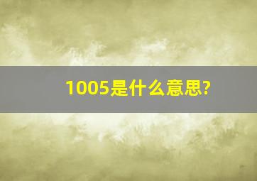 1005是什么意思?