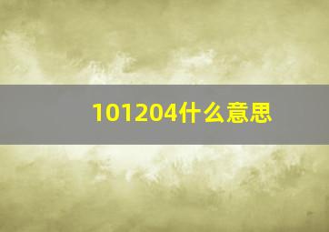 101204什么意思