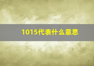 1015代表什么意思