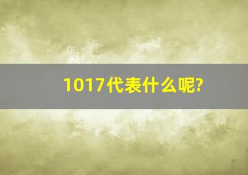 1017代表什么呢?