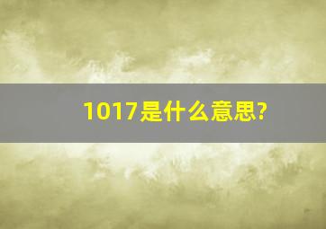 1017是什么意思?