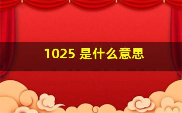 1025 是什么意思。 