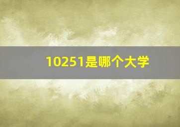 10251是哪个大学