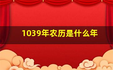 1039年农历是什么年