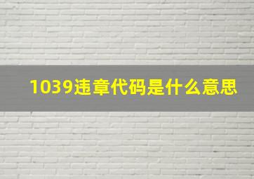 1039违章代码是什么意思(