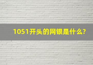 1051开头的网银是什么?