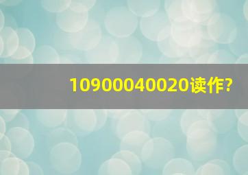 10900040020读作?