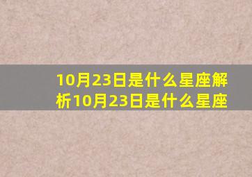 10月23日是什么星座,解析10月23日是什么星座