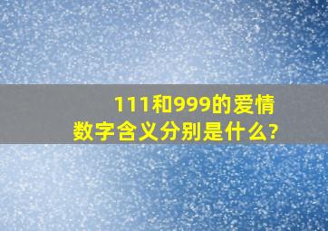 111和999的爱情数字含义,分别是什么?