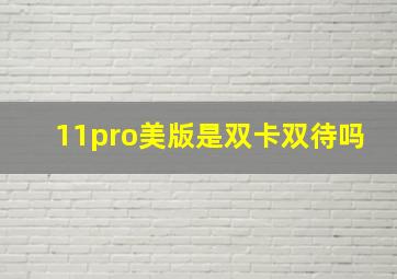 11pro美版是双卡双待吗