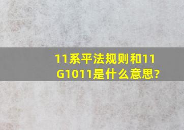 11系平法规则和11G1011是什么意思?