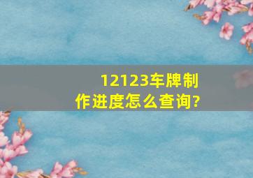 12123车牌制作进度怎么查询?