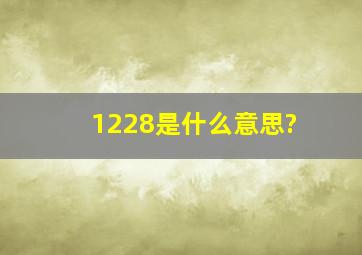 1228是什么意思?