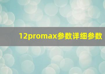 12promax参数详细参数