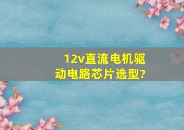 12v直流电机驱动电路芯片选型?