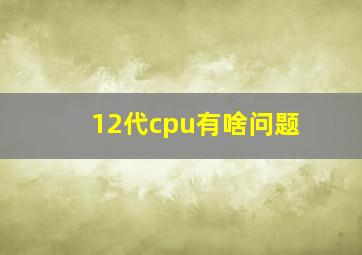 12代cpu有啥问题