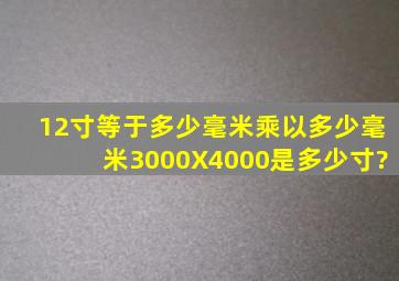 12寸等于多少毫米乘以多少毫米,3000X4000是多少寸?