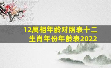 12属相年龄对照表,十二生肖年份年龄表2022