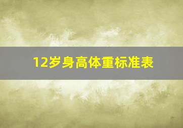 12岁身高体重标准表