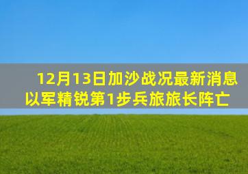 12月13日加沙战况最新消息(以军精锐第1步兵旅旅长阵亡) 