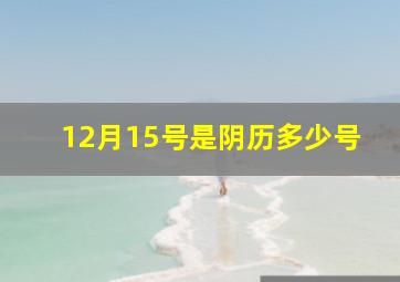 12月15号是阴历多少号