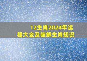 12生肖2024年运程大全及破解生肖知识