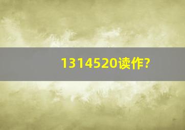 1314520读作?