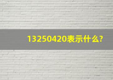 13250420表示什么?