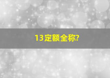 13定额全称?