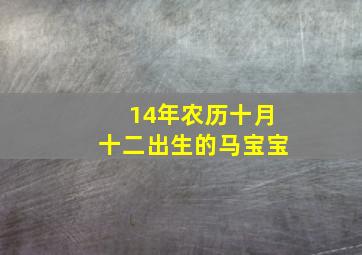 14年农历十月十二出生的马宝宝