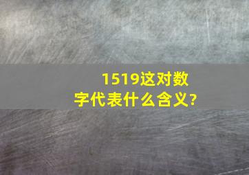 1519,这对数字代表什么含义?