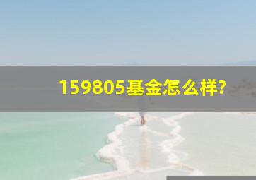 159805基金怎么样?