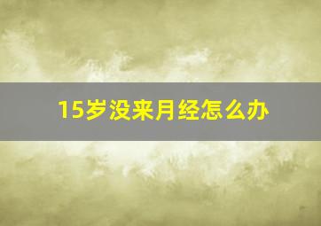 15岁没来月经怎么办(