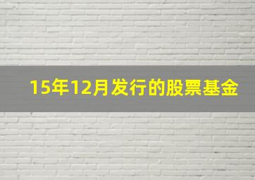 15年12月发行的股票基金