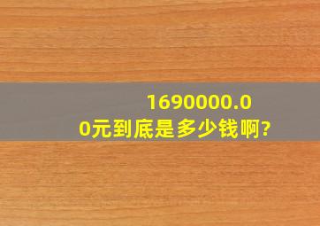 1690000.00元到底是多少钱啊?