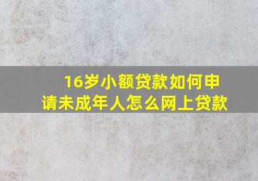 16岁小额贷款如何申请未成年人怎么网上贷款