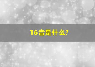 16音是什么?