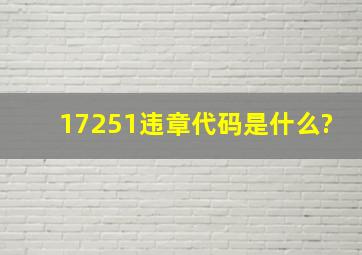 17251违章代码是什么?