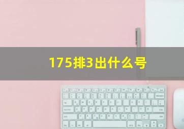 175排3出什么号