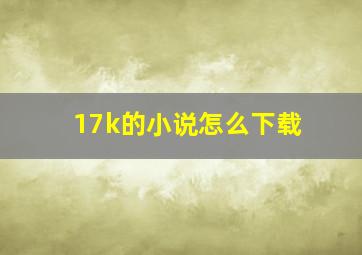 17k的小说怎么下载