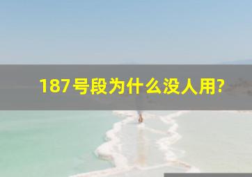 187号段为什么没人用?