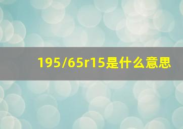 195/65r15是什么意思