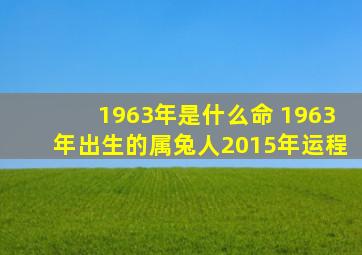 1963年是什么命 1963年出生的属兔人2015年运程